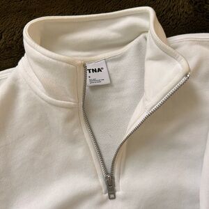 TNA White Half-Zip Sweater